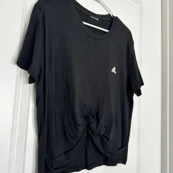 Adidas (M) Black Knot-Front T-Shirt - Picture 2 of 7